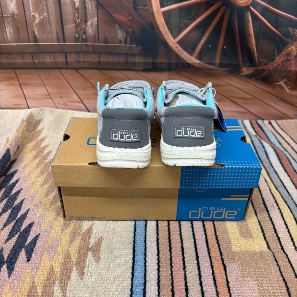 Youth Hey Dude Wally Stretch Grey Shoe - Picture 3 of 4